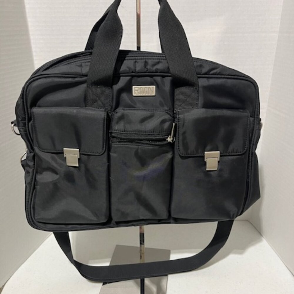 Black RMN Nylon Travel Messenger Laptop Notebook Tote Case Bag